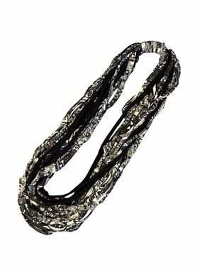 Dona Bela Shreds Multi-Strand Black White Gray Necklace #2253